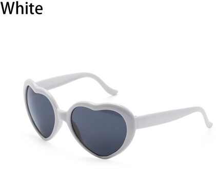 1Pc Hartvormige Liefde Effecten Bril Horloge De Lichten Geworden Liefde Beeld 'S Nachts Diffractie Zonnebril Speciale Feestartikelen wit