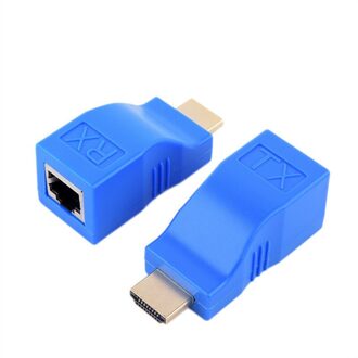 1Pc Hdmi Extender 4K RJ45 Poorten Lan Netwerk Hdmi Uitbreiding Tot 30M Over CAT5e / 6 utp Lan Ethernet Kabel Voor Hdtv Hdpc Blauw