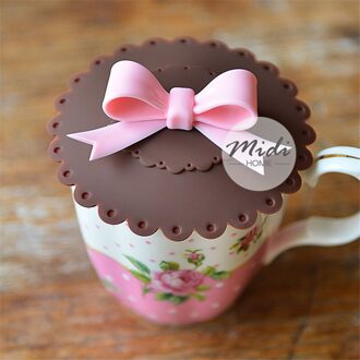 1Pc Herbruikbare Beker Deksel Vlinder Knoop Anti-stof Siliconen Deksels Voor Thee Cup Cover Koffie Slicone Zuig Seal cap Drinkware Onderdelen