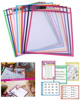 1Pc Herbruikbare Droog Uitwisbare Zakken Transparante Schrijven En Veeg Tekentafel Droge Borstel Tas Bestand Pocket Voor Onderwijs Kids pastels