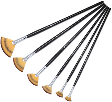 1Pc High Quality Nylon Hair Fan Brush Pen Wooden Handle Acrylic Water Oil Painting Artist Drawing Crafts