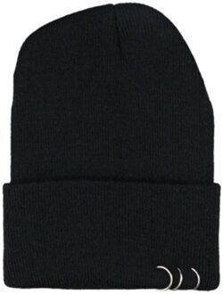1Pc Hoed Ijzeren Ring True Casual Mutsen Voor Mannen Vrouwen Warm Gebreide Winter Hoed Mode Effen Hip-Hop beanie Hoed Unisex Cap zwart