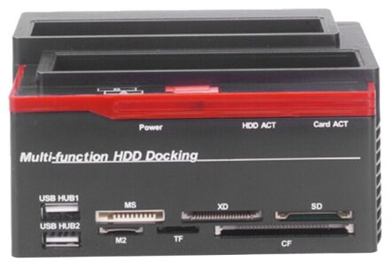 1Pc Hoge Qulity Sata Ide Docking Station 2.5 "Usb 3.5 Clone Behuizing 2 Poorten Ms/M2/Xd/Cf/Tf Hub Kaartlezer