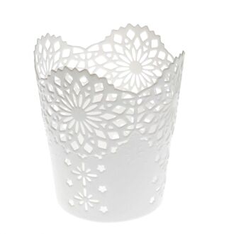 1Pc Hollow Bloem Borstel Opslag Pen Potlood Pannenlap Container Plastic Desk Organizer Briefpapier Multifunctionele Opslag Kantoor wit