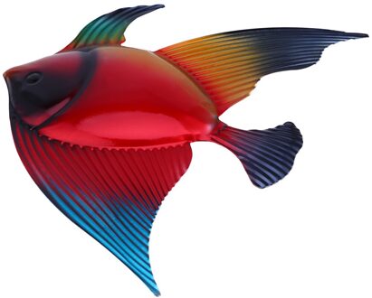 1Pc Home Decor Home Decoratie Ijzer Vis Muursticker Muur Opknoping Woondecoratie Creatieve Dieren Vorm Thuis Ornamenten (blauw) rood