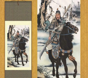 1pc Home Decoration Chinese silk scroll painting Guan Yu Ink painting "Guan Yu Statue" S096