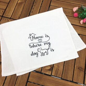 1Pc Hond Thuis Woorden Gedrukt Theedoek Katoen Thee Servet Zachte Absorberende Keuken Schoonmaakdoekje 65X40Cm 70x45cm ontwerp 4