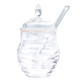 1Pc Honing Fruit Kruiden Glas Container Met Een Roerstaafje (Transparant)