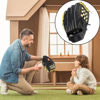 1Pc Honkbal Handschoen Softbal Sport Handschoen Beschermende Handschoen (Geel Zwart)