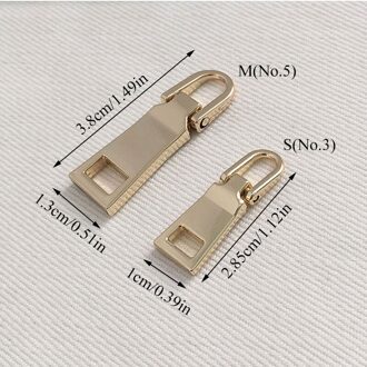 1Pc Hoogwaardige 3 #5 # Rits Hoofdhuid Tas Pull Hoofd Afneembare Fixer Reparatie Pull Tab Instant kit Broek Vervanging Accessoires licht goud S