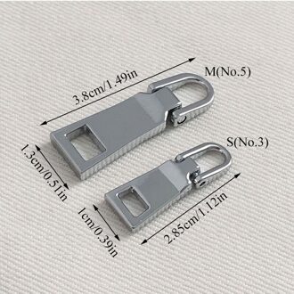1Pc Hoogwaardige 3 #5 # Rits Hoofdhuid Tas Pull Hoofd Afneembare Fixer Reparatie Pull Tab Instant kit Broek Vervanging Accessoires licht zilver S
