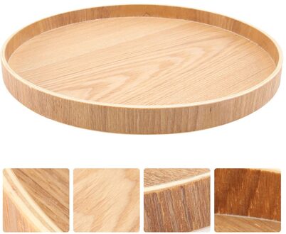 1Pc Hout Lade Ronde Vorm Lade Fruitschaal Cup Plaat Service Plaat (Licht Bruin)