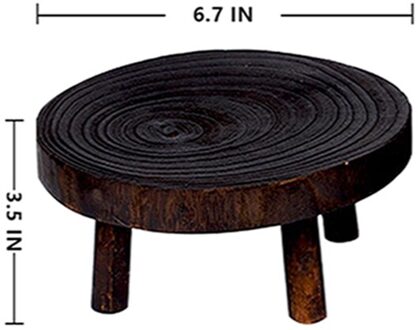 1Pc Houten Groene Plant Planken Kleine Bank Bloem Display Stand Ronde Kruk Ornamenten Houder Ambachten Thuis Tuin Decoratie zwart L