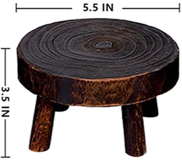 1Pc Houten Groene Plant Planken Kleine Bank Bloem Display Stand Ronde Kruk Ornamenten Houder Ambachten Thuis Tuin Decoratie zwart S