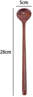 1Pc Houten Japanse Stijl Roer Lange Scoop Grote Soep Rijst Lepel Keuken Servies Koffie Honing Kruiden Tool Eetlepels 28cm