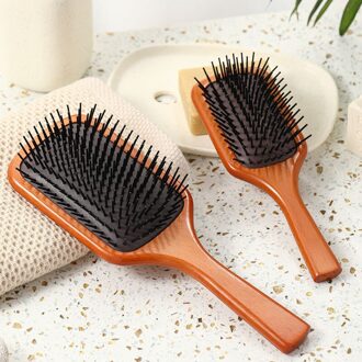 1Pc Houten Kam Professionele Gezonde Peddel Kussen Haaruitval Massage Borstel Haarborstel Kam Hoofdhuid Hair Care Gezond Haar Borstel klein