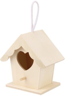 1Pc Houten Vogel Huis Voor Kinderen Vogelkooien Nesten Dox Nest Huis Vogelhuisje Doos Twee Lagen ronde Gat Decoratieve