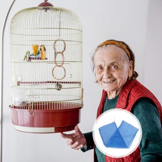 1Pc Huisdier Vogelkooi Netto Mesh Elastische Koord Ademend Lichtgewicht Papegaaienkooi Cover blauw
