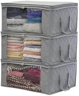 1Pc ! Huishoudelijke Artikelen Opbergzakken Organisator Kleding Quilt Afwerken Stofzak Quilts Kast Wasbaar Quilts Tassen licht grijs