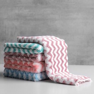 1Pc Huishoudelijke Keuken Schoonmaakdoekje Coral Fluwelen Handdoek Super Absorberende Zachte Vaatdoek Streep Schotel Wassen Doek Keuken Vodden