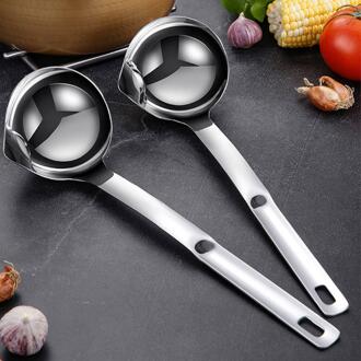 1Pc Huishoudelijke Olie Filter Lepel Keuken Rvs Vet Remover Eetlepels Met Lange Handvat (Zilver)