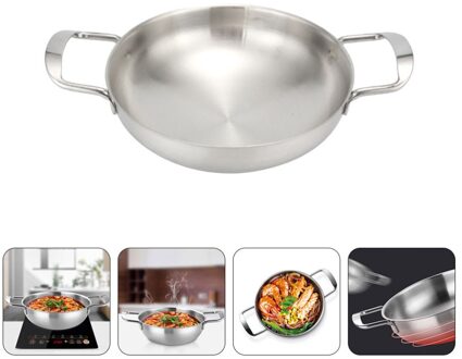 1Pc Huishoudelijke Ramen Pot Binaural Roestvrij Pan Keuken Noodle Soeppan (Zilver)