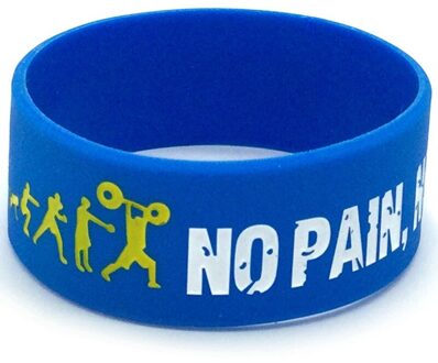 1Pc Iedereen Fit No Pain No Gain Siliconen Polsbandje Brede Band Motto Rubber Armbanden & Bangles Armband blauw