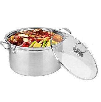 1Pc Inductie Kookplaat Gas Fornuis Universele Pot Soep Pot Bodem Rvs Anti - Overflow Anti - Stick pot (Zilver) zilver 1