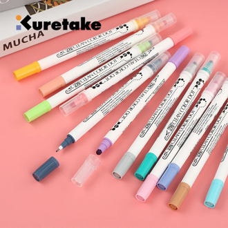 1pc Japan Zig KURETAKETC-6100 Double Head Marker Watercolor Pen CLEAN COLOR DOT Student Painted Art Brush Round Stamp