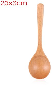 1PC Japanse Stijl Natuurlijke Massief Houten Lepel Soep Scoop Hout Servies Pap Dessert Thee Lepels Keuken Benodigdheden 20x6cm