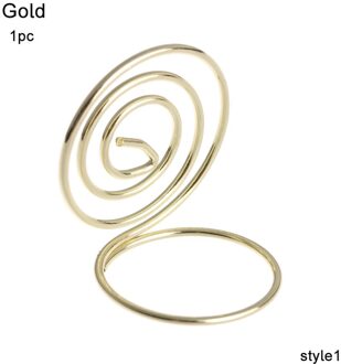 1Pc Kaarthouder Wedding Party Desktop Decor Romantische Hart Ring Vorm Foto Clip Tafel Nummer Stand Memo Pincer Klemmen stand Style1-goud
