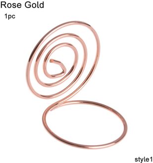 1Pc Kaarthouder Wedding Party Desktop Decor Romantische Hart Ring Vorm Foto Clip Tafel Nummer Stand Memo Pincer Klemmen stand Style1-roos goud