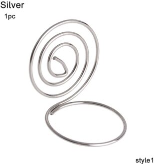 1Pc Kaarthouder Wedding Party Desktop Decor Romantische Hart Ring Vorm Foto Clip Tafel Nummer Stand Memo Pincer Klemmen stand Style1-zilver