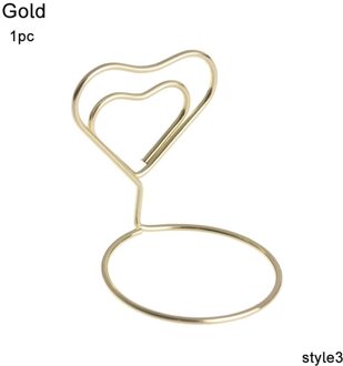 1Pc Kaarthouder Wedding Party Desktop Decor Romantische Hart Ring Vorm Foto Clip Tafel Nummer Stand Memo Pincer Klemmen stand Style3-goud