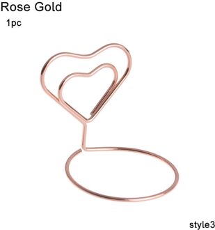 1Pc Kaarthouder Wedding Party Desktop Decor Romantische Hart Ring Vorm Foto Clip Tafel Nummer Stand Memo Pincer Klemmen stand Style3-roos goud
