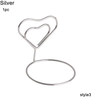 1Pc Kaarthouder Wedding Party Desktop Decor Romantische Hart Ring Vorm Foto Clip Tafel Nummer Stand Memo Pincer Klemmen stand Style3-zilver