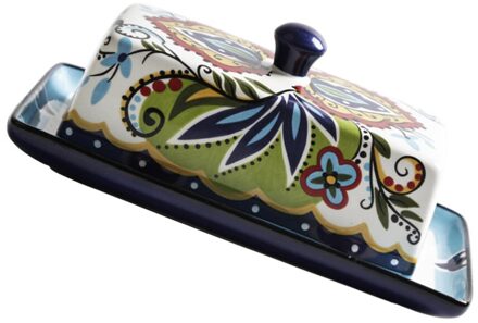 1Pc Kaas Doos Boter Keeper Bloemen Patroon Keramische Boter Doos Met Deksel