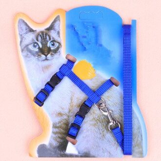 1Pc Kat Hondenriem En Verstelbare Kraag Harnas Nylon Huisdier Tractie Kat Kitten Halter Katten Producten Voor Kat Puppy kleine Honden blauw