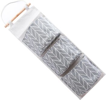 1Pc Katoen Linnen Waterdicht Opknoping Opbergtas Multilayer Luier Kunst Deur Na Puin Opslag blauw en grijs