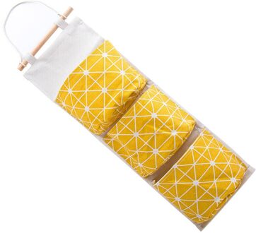 1Pc Katoen Linnen Waterdicht Opknoping Opbergtas Multilayer Luier Kunst Deur Na Puin Opslag geel