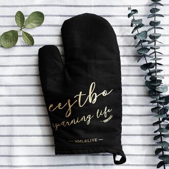 1Pc Katoen Oven Glove Heatproof Mitten Keuken Koken Magnetron Oven Mitt Insulated Antislip Handschoen Verdikking zwart