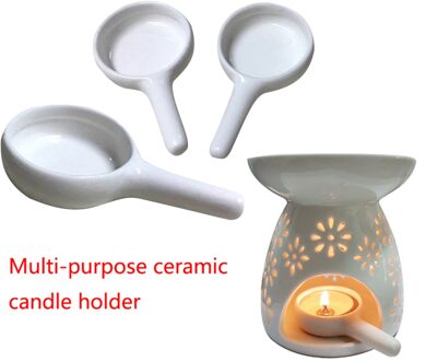 1Pc Keramische Kandelaar Mini Draagbare Wierook Houder Kaars Stand Met Handvat Voor Thuis Koffie Winkel Wit