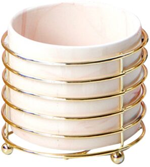1Pc Keramische Makeup Brush Holder Met Ijzeren Frame Cosmetische Organizer Container Cup gouden S