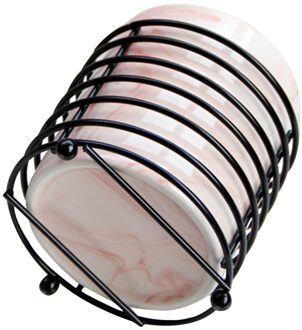 1Pc Keramische Makeup Brush Holder Met Ijzeren Frame Cosmetische Organizer Container Cup zwart L