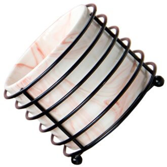 1Pc Keramische Makeup Brush Holder Met Ijzeren Frame Cosmetische Organizer Container Cup zwart S