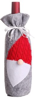 1Pc Kerst Rode Wijn Fles Covers Bag Linnen Kerstman Champagne Fles Cover Kerst Decoraties Voor Huis grijs