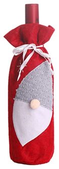 1Pc Kerst Rode Wijn Fles Covers Bag Linnen Kerstman Champagne Fles Cover Kerst Decoraties Voor Huis rood