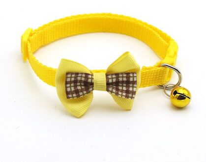 1Pc Kerstmis Kat Halsbanden Kleur Verstelbare Strikje Bel Strik Kraag Stropdas Puppy Kitten Hond Kat Producten Voor Pet accessoires geel