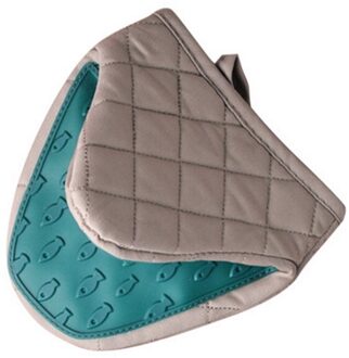 1Pc Keuken Bakken Katoen Siliconen Isolatie Oven Handschoenen Clip Anti Brandwonden Non Slip Handschoenen Huishouden Kom Magnetron groen