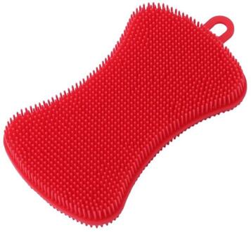 1Pc Keuken Borstel Siliconen Afwasborstel Pot Pan Spons Scrubber Fruit Groente Schotel Wassen Schoon Borstel rood